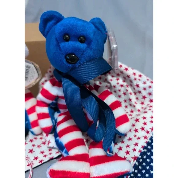 Ty Patriotic‎ Beanie Babies USA Liberty With Blankets 2 In Lot - Picture 3 of 4